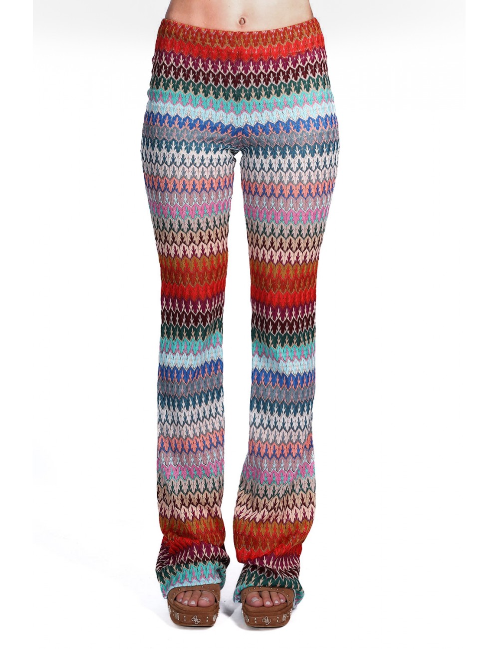 pantalone a zampa kostumn°1 DONNA MULTICOLORE - KE2645 vista frontale