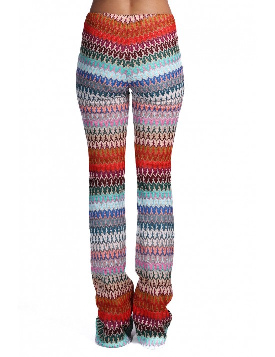 pantalone a zampa kostumn°1 DONNA MULTICOLORE - KE2645 vista frontale
