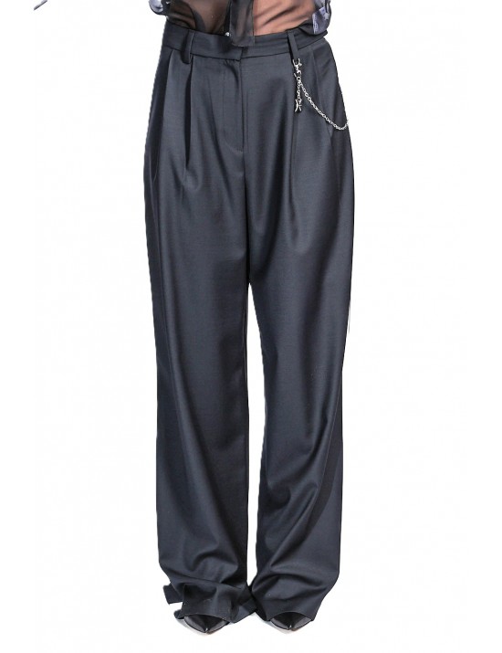 pantalone john richmond DONNA BLACK E WHT - UWP26190PA vista frontale indossato