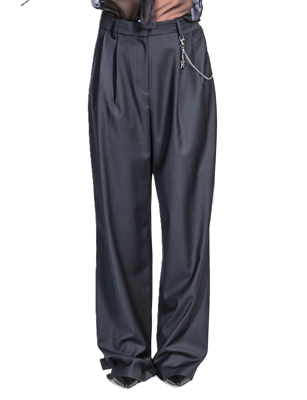 pantalone john richmond DONNA BLACK E WHT - UWP26190PA vista frontale indossato