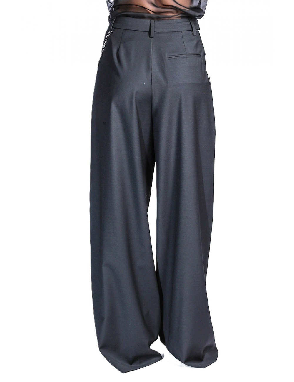 pantalone john richmond DONNA BLACK E WHT - UWP26190PA vista frontale indossato