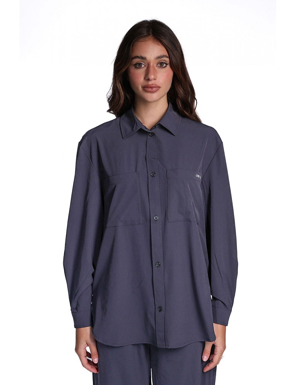 camicia guess DONNA NERA JBLK - V6RH00WL232 vista frontale indossata