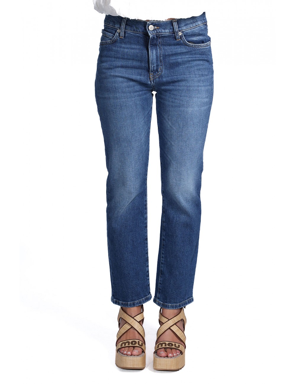 jeans cycle DONNA 07 NAVY BLUE - 362P506 vista frontale indossato