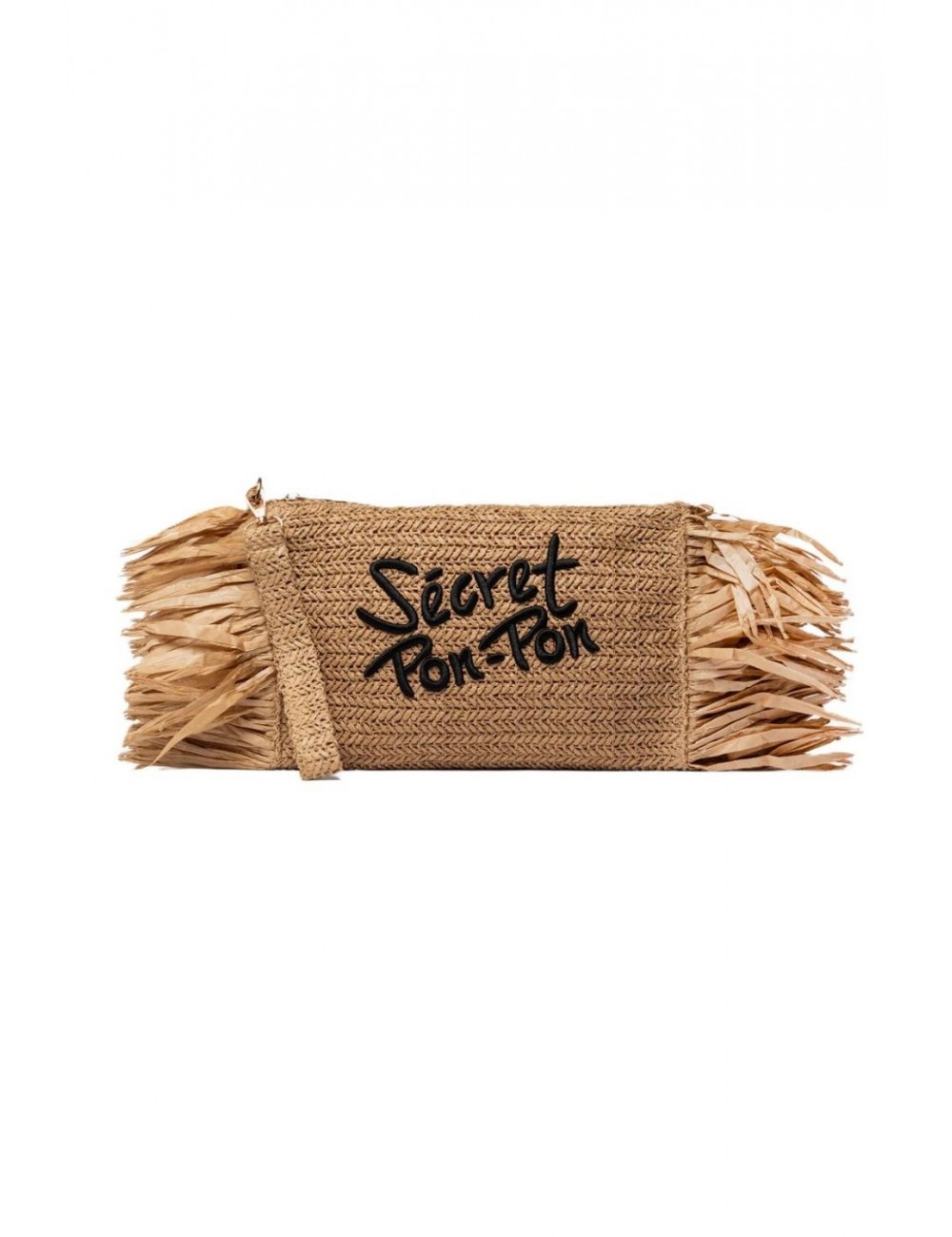 pochette secret pon pon DONNA BEIGE NATURAL - STEPHANIE POUCH STRAW vista frontale