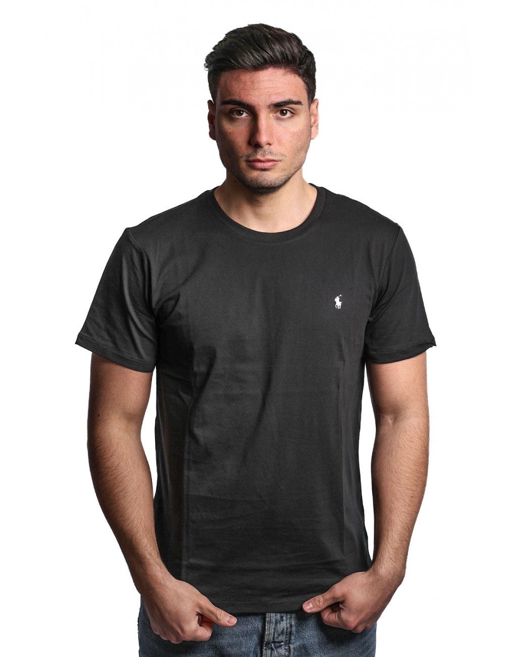 t-shirt polo ralph lauren UOMO BLACK - 714844756006 vista frontale