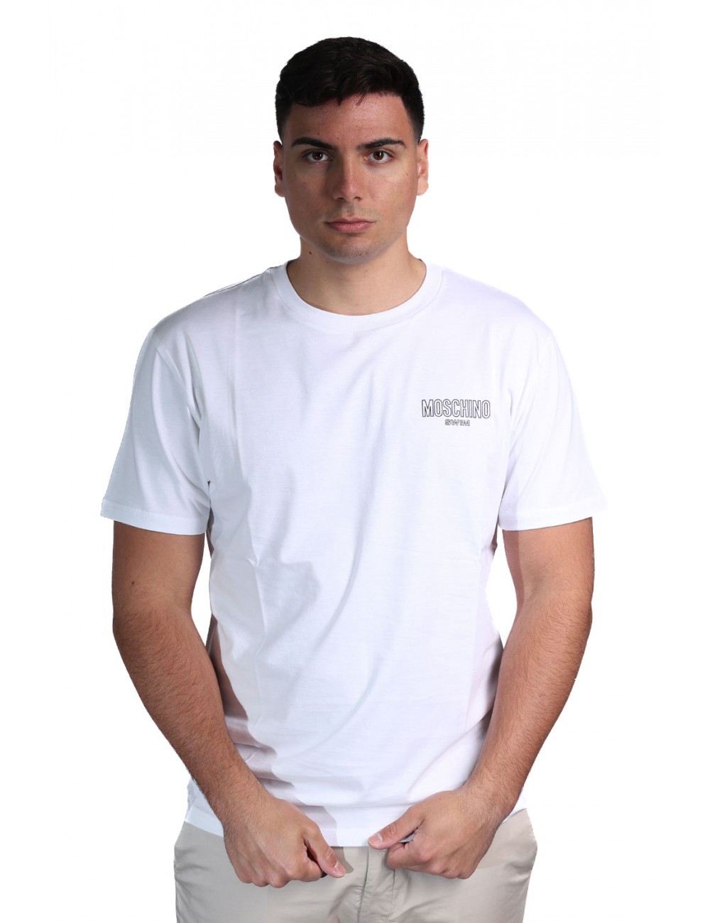 t-shirt moschino UOMO BIANCA 0001 - V3A0701 - 9421 vista frontale