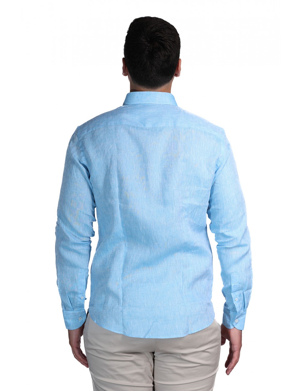 camicia in lino alessandro lamura UOMO AZZURRA 5 - ADAM10 vista frontale