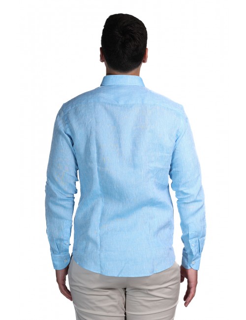 camicia in lino alessandro lamura UOMO AZZURRA 5 - ADAM10 vista posteriore