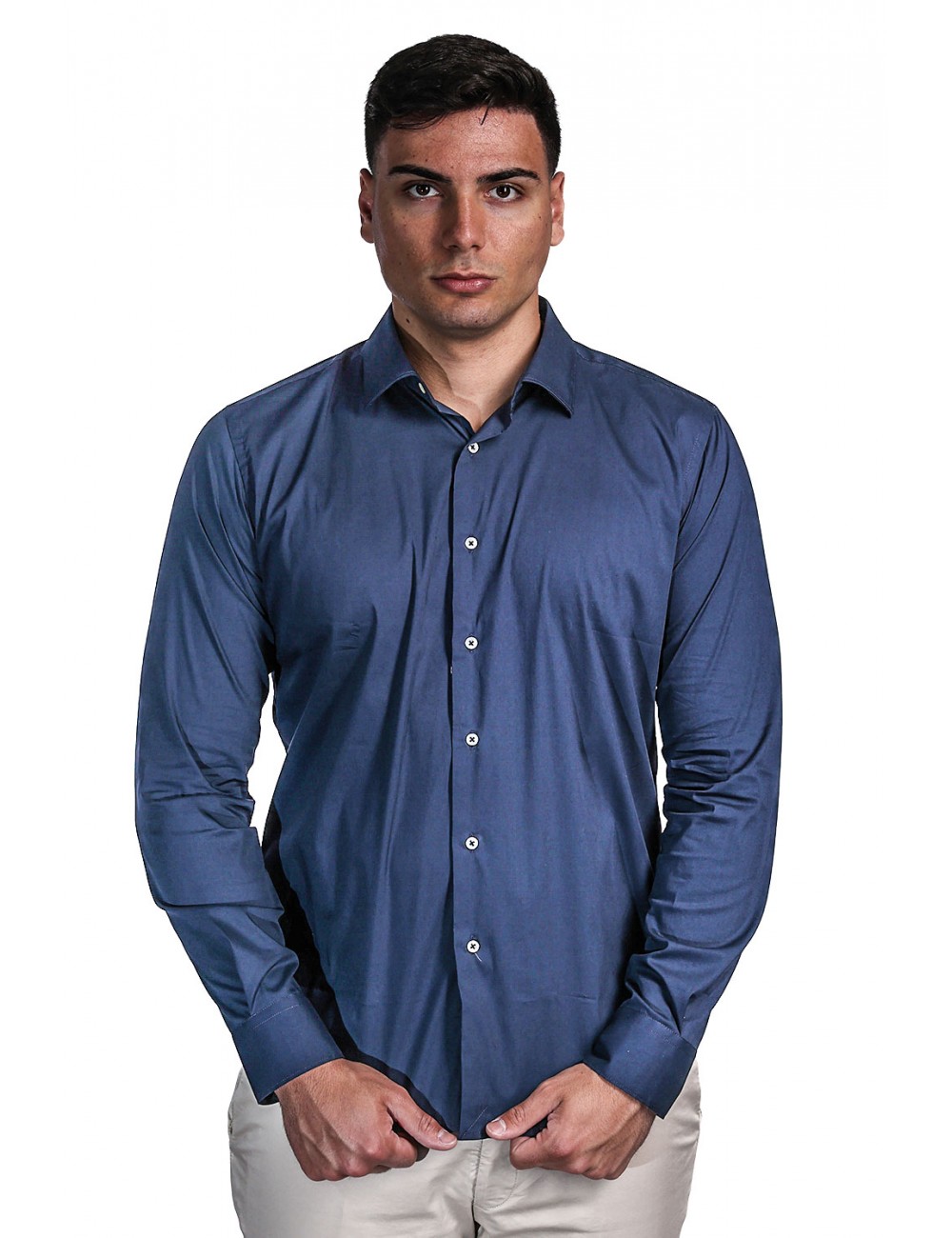 camicia alessandro lamura UOMO BLU 6 - SAM01 vista frontale
