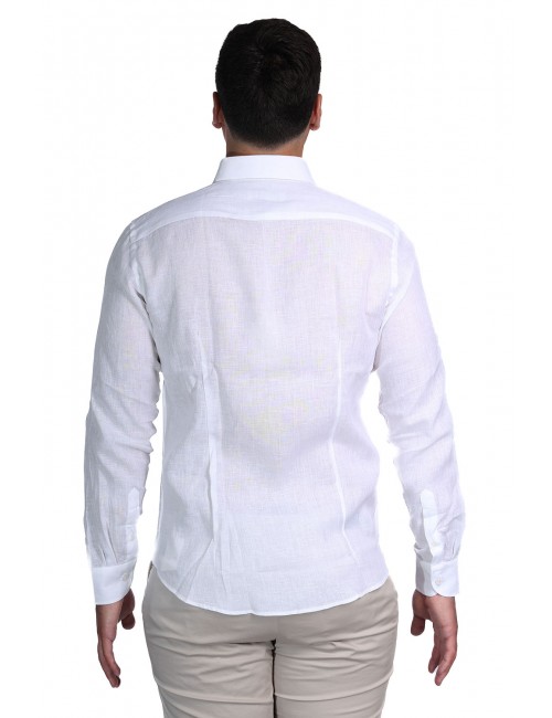 camicia in lino alessandro lamura UOMO BIANCA 1 - ADAM10 vista posteriore