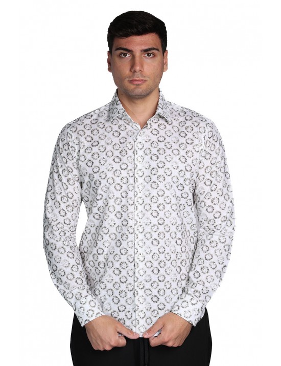 camicia in lino alessandro lamura UOMO PANNA 02 - TEXAS014 vista frontale