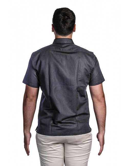 camicia in lino sun68 UOMO 11 NERA - S36108  vista posteriore