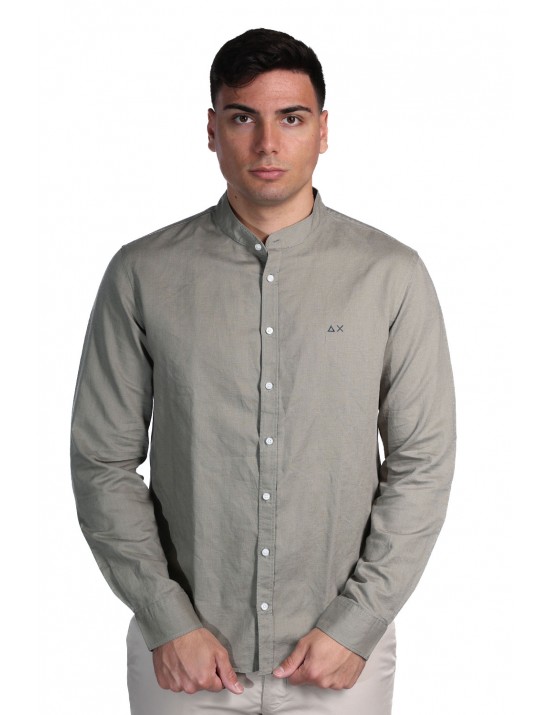 camicia in lino sun68 UOMO 84 VERDE SALVIA - S36107 vista frontale