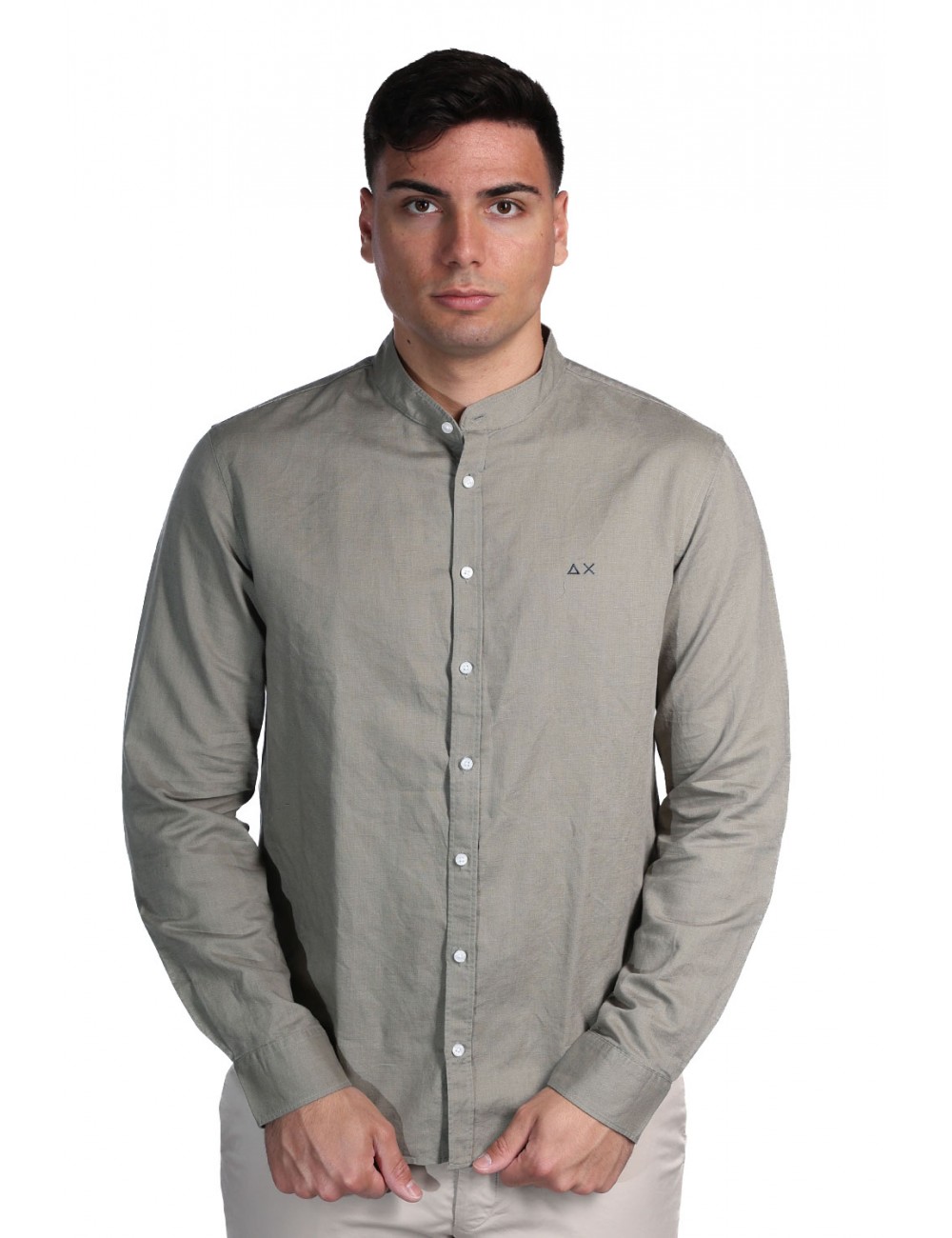 camicia in lino sun68 UOMO 84 VERDE SALVIA - S36107 vista frontale
