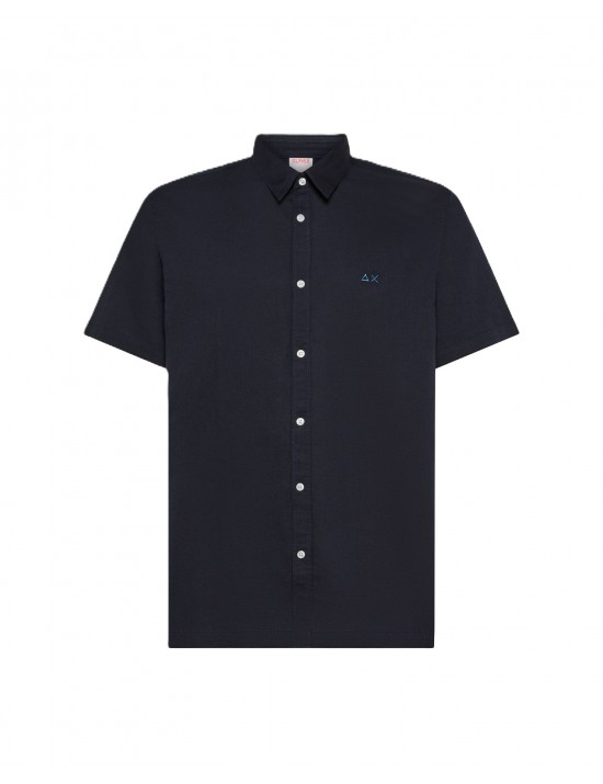 camicia in lino sun68 UOMO 07 NAVY BLUE - S36108 vista frontale