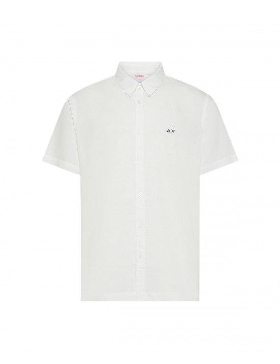 camicia in lino sun68 UOMO 01 BIANCA - S36108 vista frontale