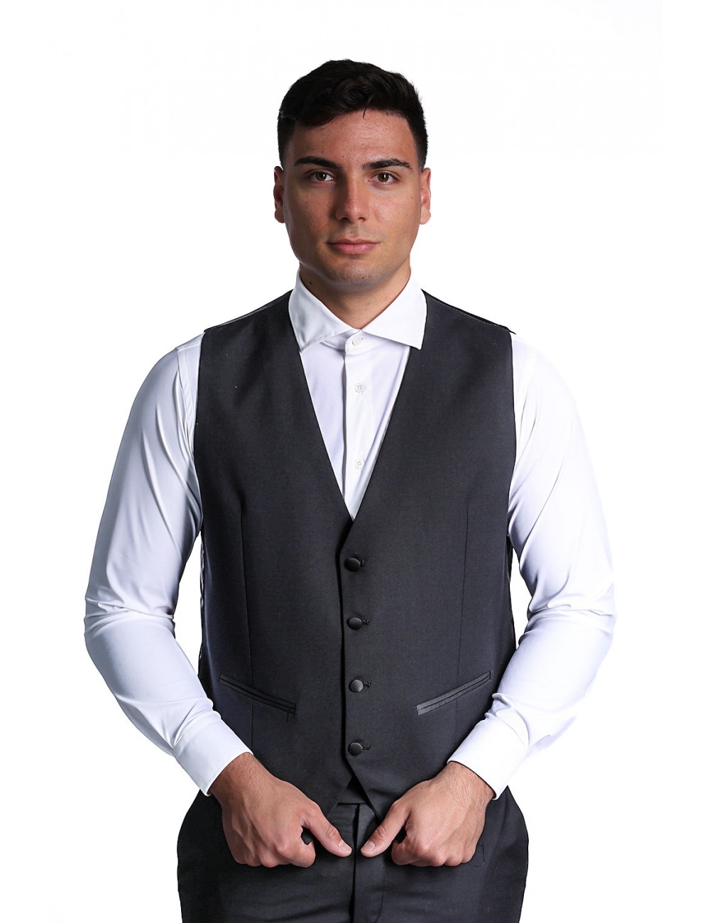 smoking bharnaba philosophy UOMO NERO - TEVERERASO - AB2123P vista panciotto frontale