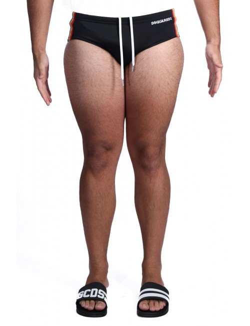 costume a slip dsquared2 UOMO NERO 001 - D7B456620 vista frontale 2