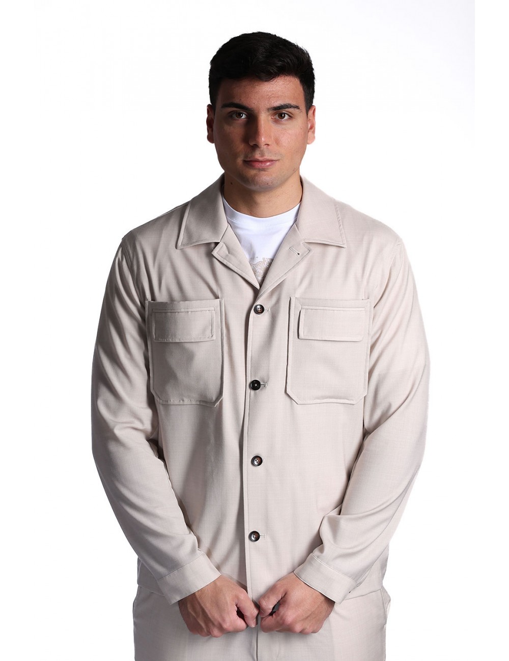camicia gazzarrini UOMO BEIGE - GBE726G vista frontale
