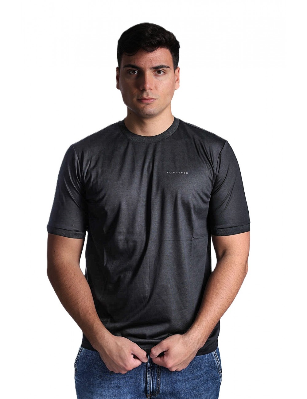 t-shirt john richmond UOMO BLACK - UMP26076TS vista frontale