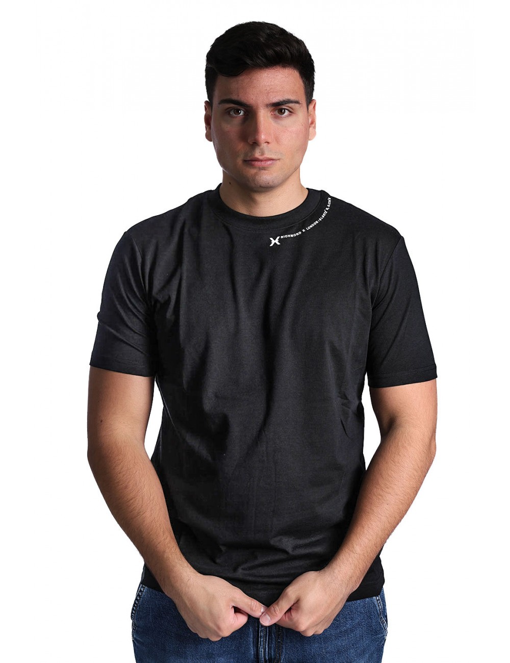 t-shirt john richmond UOMO BLACK - UMP26038TS vista frontale