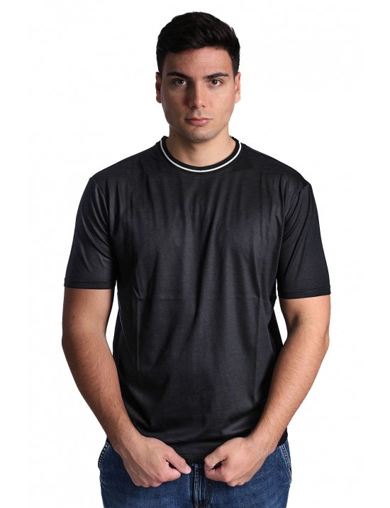t-shirt john richmond UOMO BLACK E OFF-WHITE - UMP26335TS vista frontale