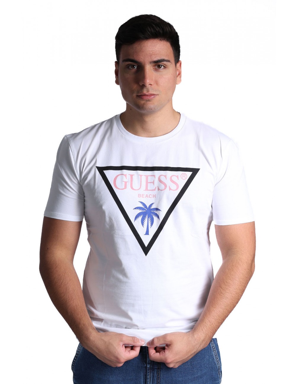 t-shirt guess UOMO BIANCA G011 - F6GI09J1314 vista frontale