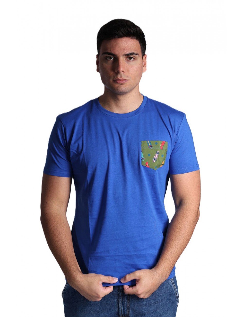 t-shirt gallo UOMO BLU ELETTRICO 14647 MILITARE - AP516768 vista frontale