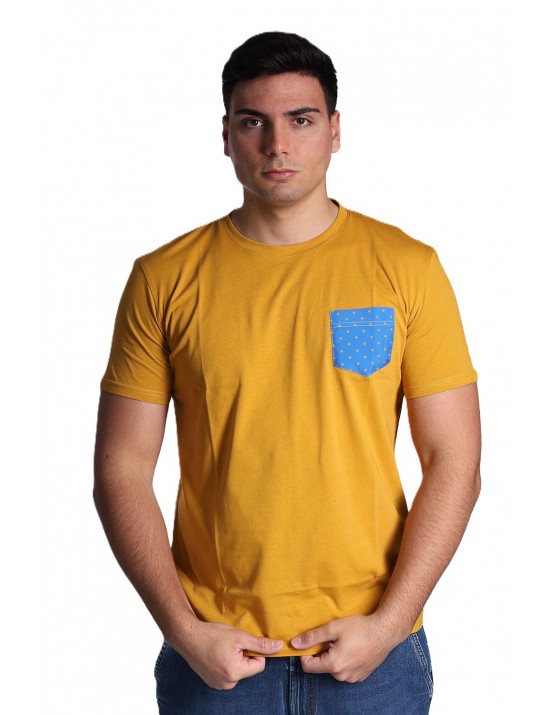 t-shirt gallo UOMO SENAPE 32847 PERVINCA/CURRY - AP513725 vista frontale