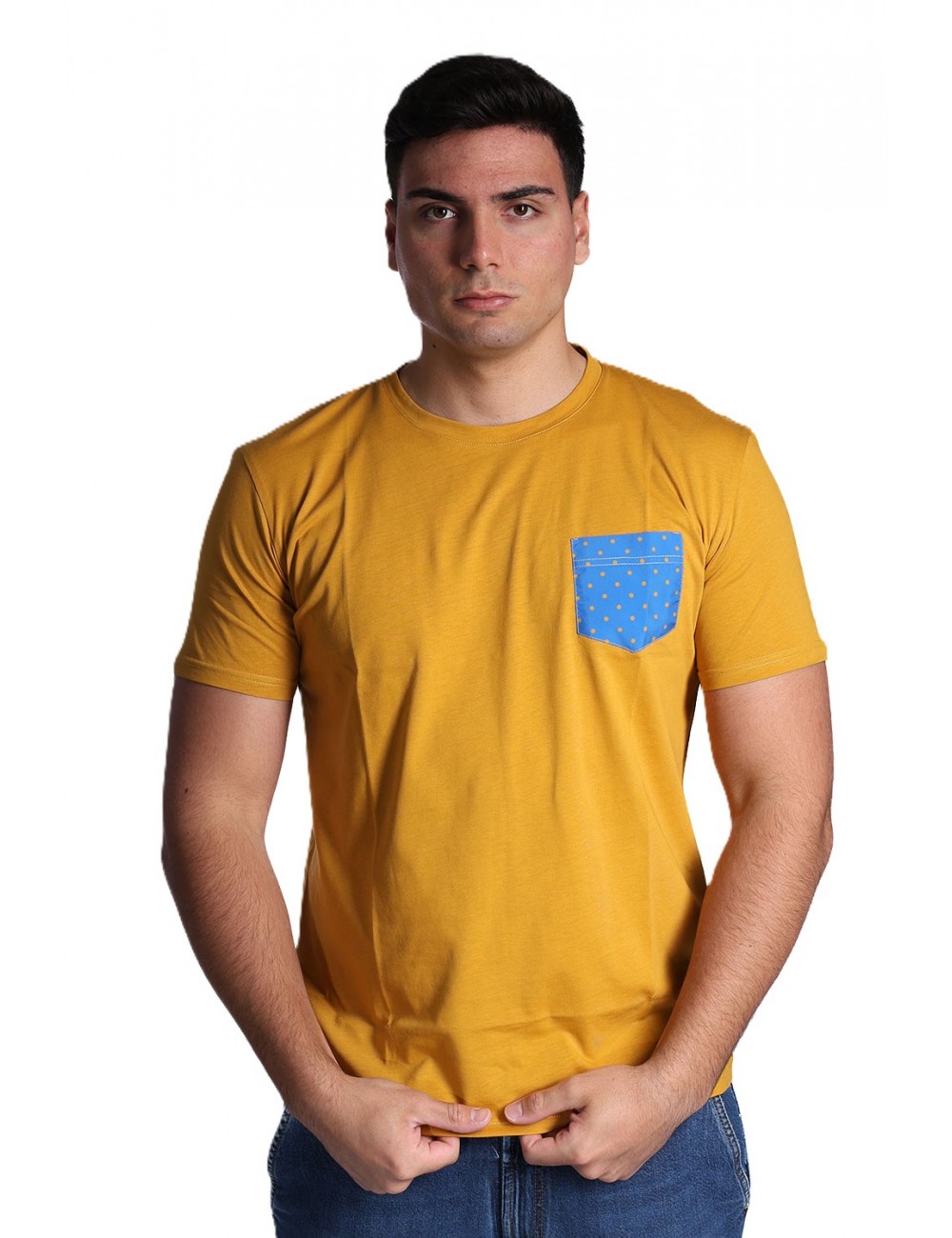 t-shirt gallo UOMO SENAPE 32847 PERVINCA/CURRY - AP513725 vista frontale