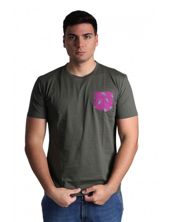 t-shirt gallo UOMO VERDE MILITARE 15626 STRELIZIA - AP516767 vista frontale