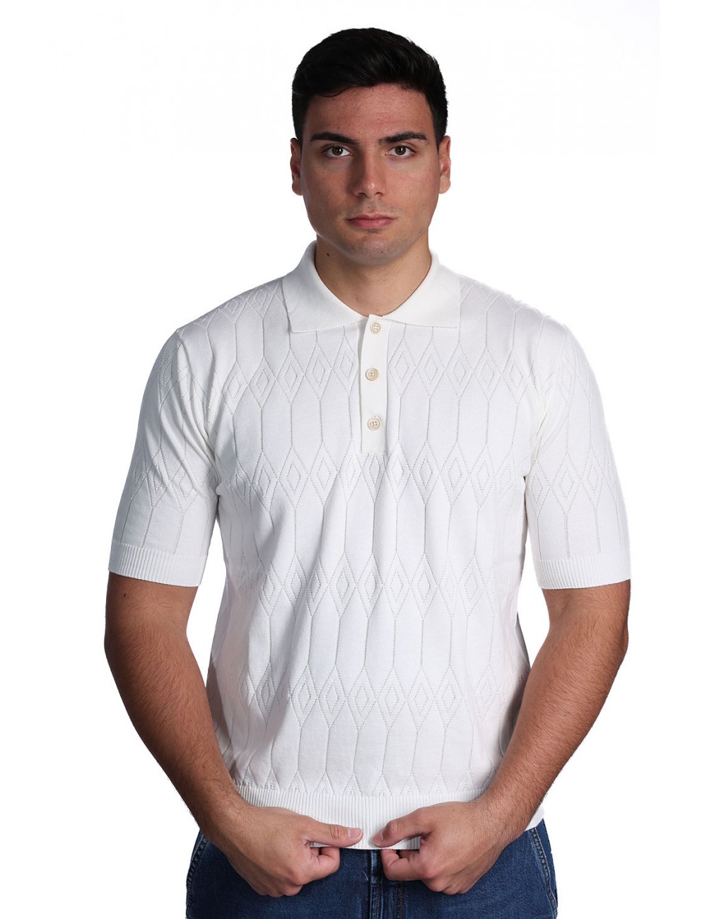 polo masq UOMO BIANCA 125 - M5426-9030 vista frontale