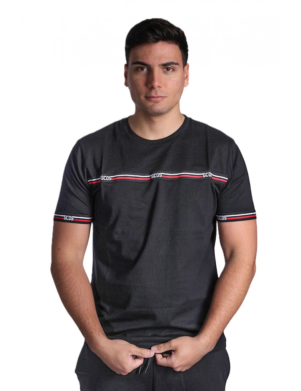 t-shirt gcds UOMO 999B BLACK/BLACK - C1MEQC036J101 vista frontale