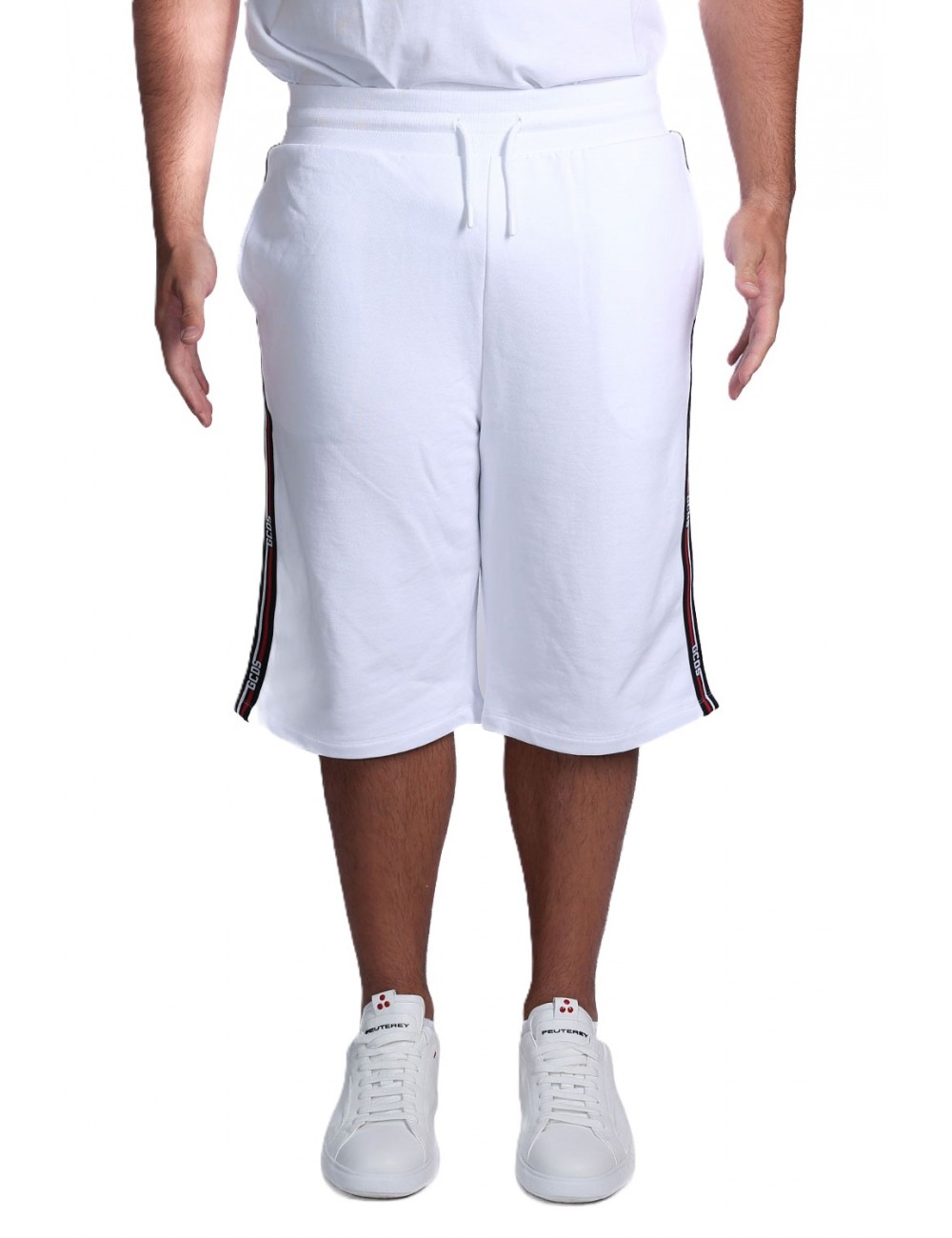 pantaloncino gcds UOMO 100B OPTIC WHITE E BLACK - C1MEQL214F004 vista frontale