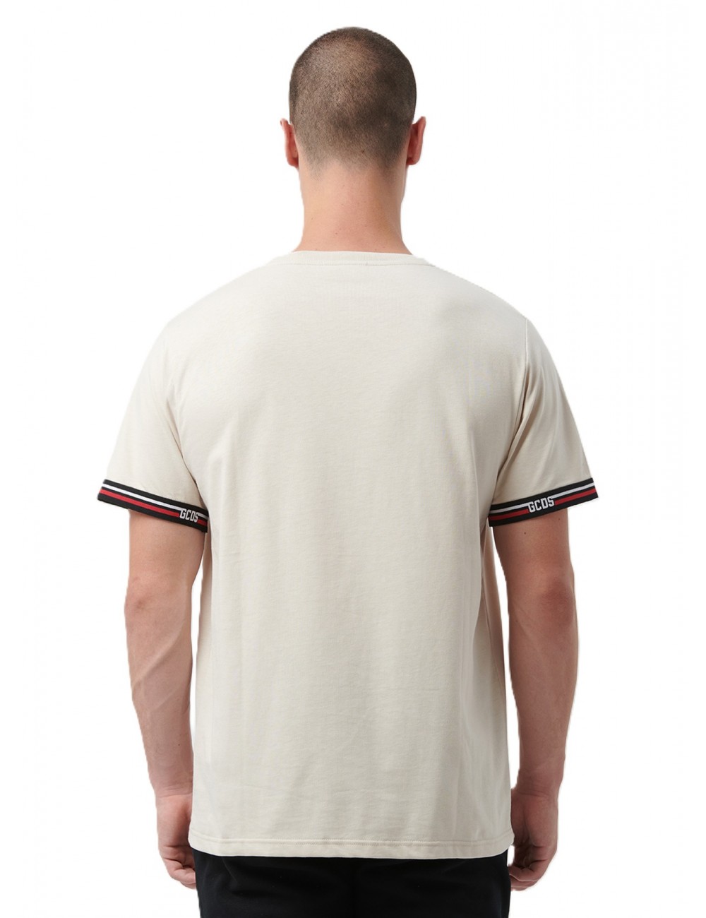t-shirt gcds UOMO 100B OPTIC WHITE E BLACK - C1MEQC036J101 vista posteriore
