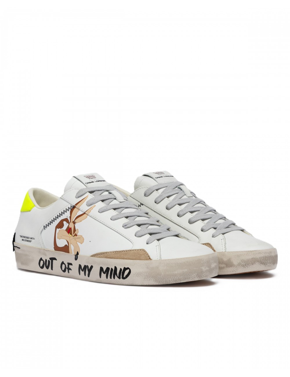 scarpe crime london UOMO BIANCHE - DISTRESSED - 77051PP8.10 vista frontale