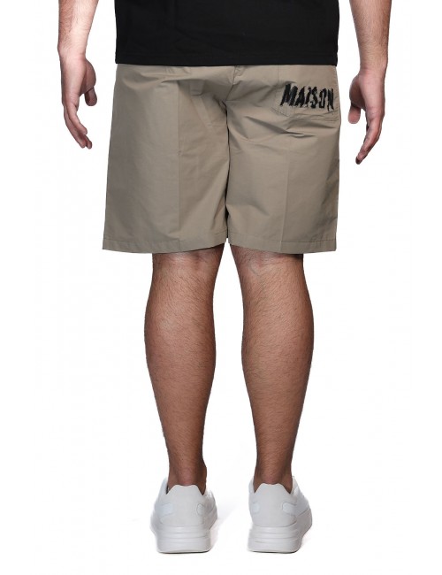 pantaloncino maison 9 paris UOMO BEIGE SCURO TERRA - M9S914 vista posteriore