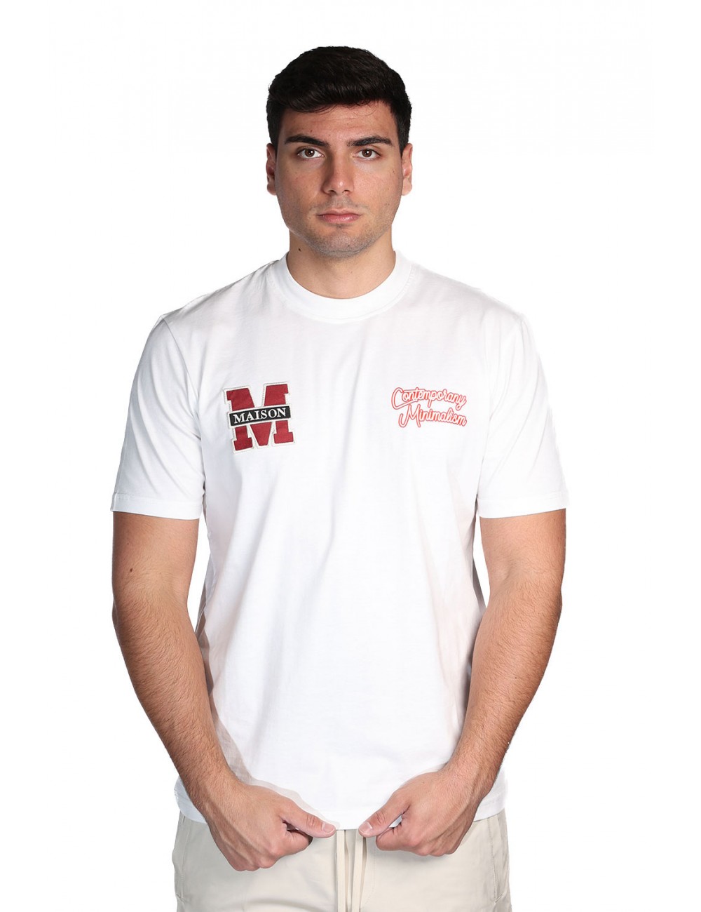 t-shirt maison 9 paris UOMO BIANCA PANNA - M9M2897 vista frontale