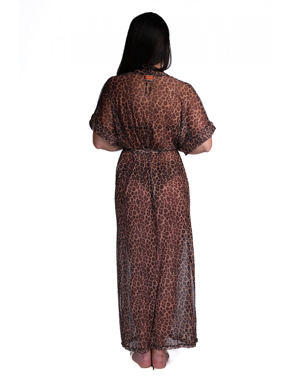 kimono lungo cotazur DONNA MARRONE MACULATO V1 - VSC61059 vista frontale