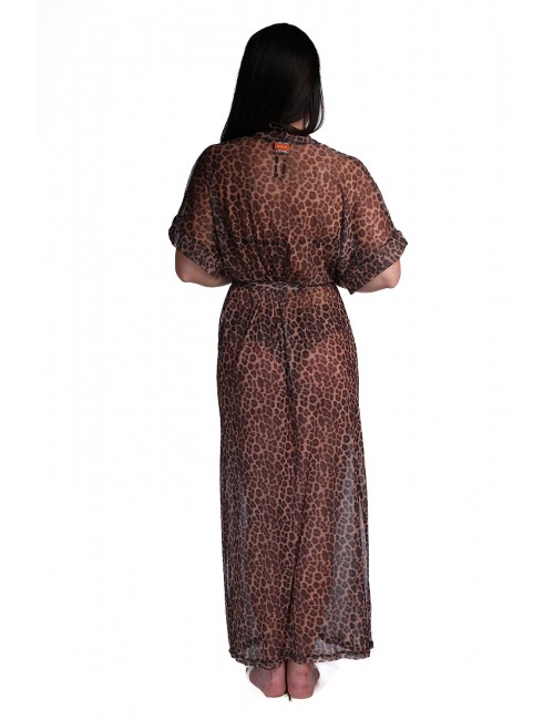 kimono lungo cotazur DONNA MARRONE MACULATO V1 - VSC61059 vista frontale