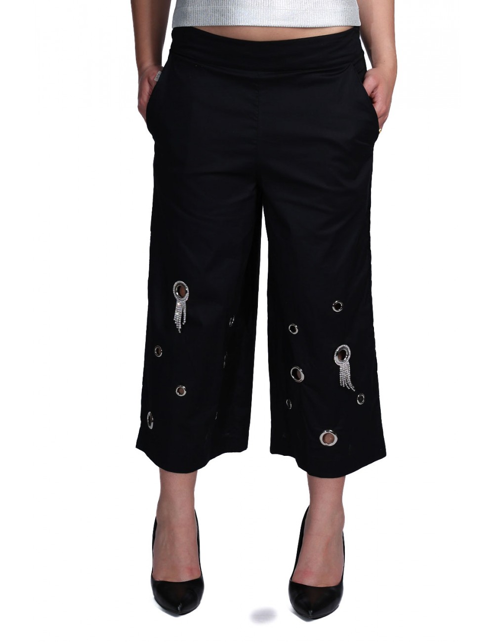 pantalone culotte jijil DONNA 0002 NERO - JPE26PA024 vista frontale