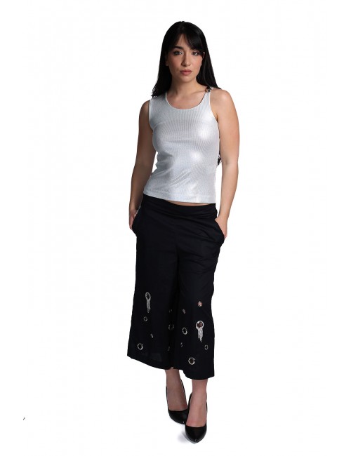 pantalone culotte jijil DONNA 0002 NERO - JPE26PA024 vista frontale completo frontale