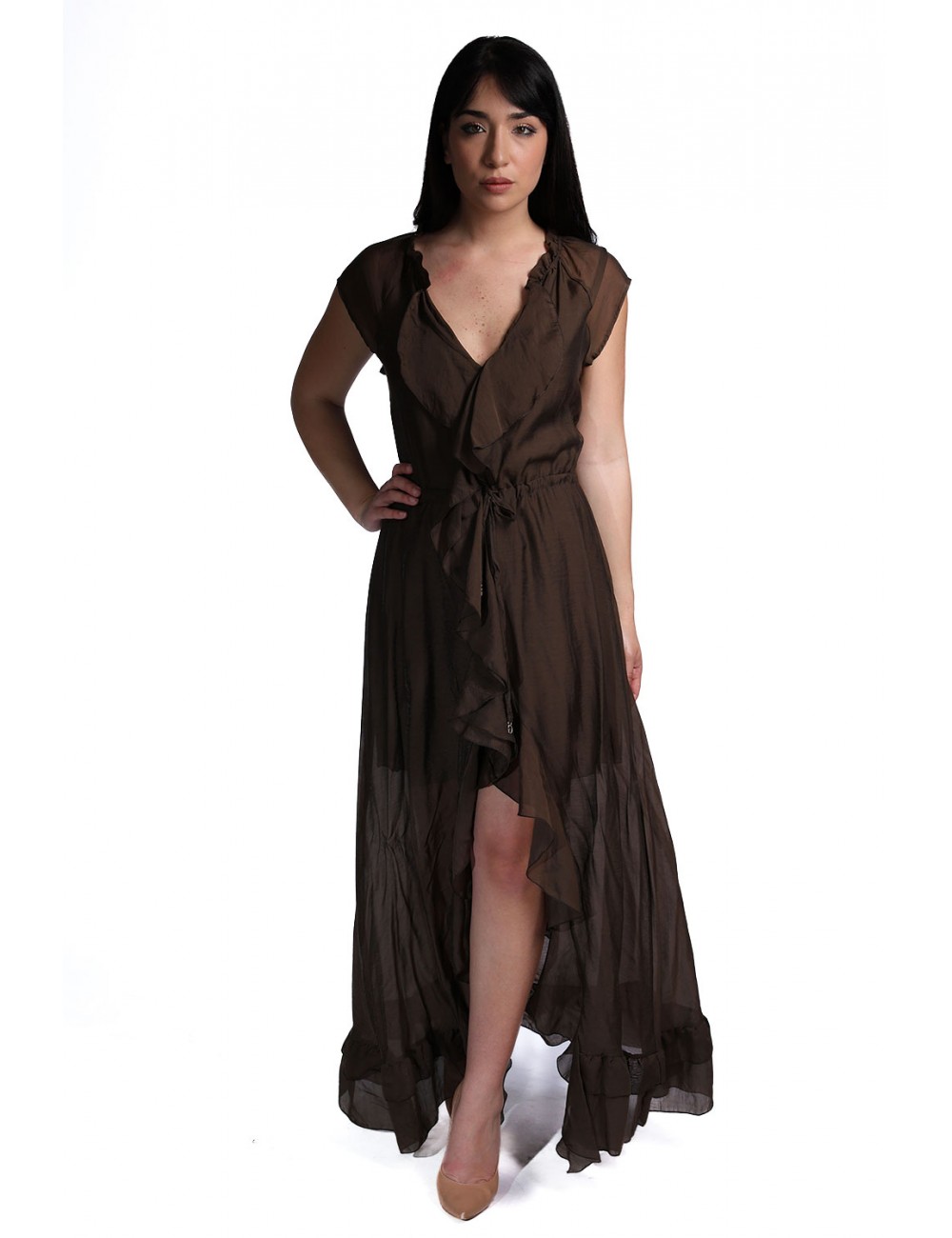 abito lungo guess DONNA MARRONE F1I7 -  W6GK87W2111 vista frontale