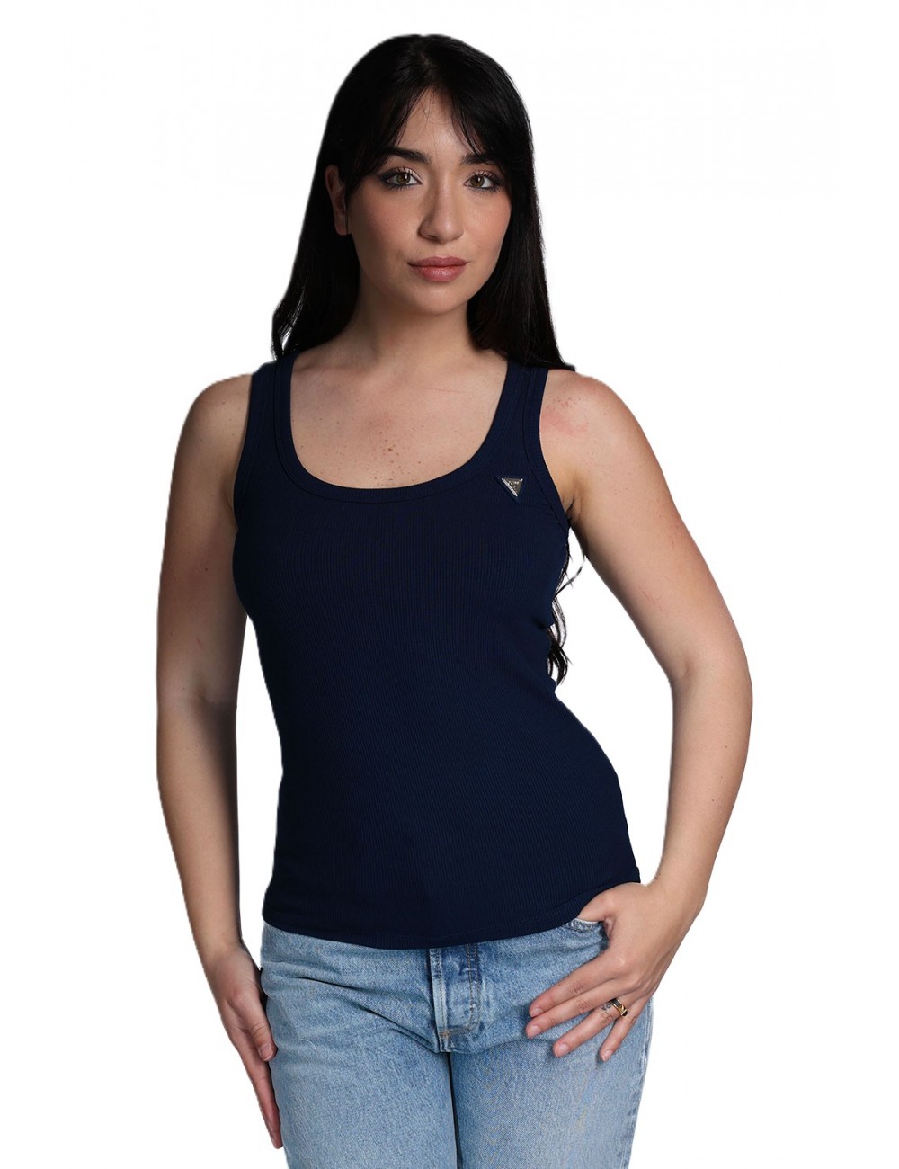 canotta guess DONNA BLU G7HR - V4YP06K8RT2 vista frontale indossata
