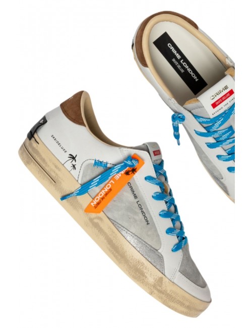 scarpe crime london UOMO BIANCHE E GRIGIE - SK8 DELUXE - 19106PP8.30 vista superiore