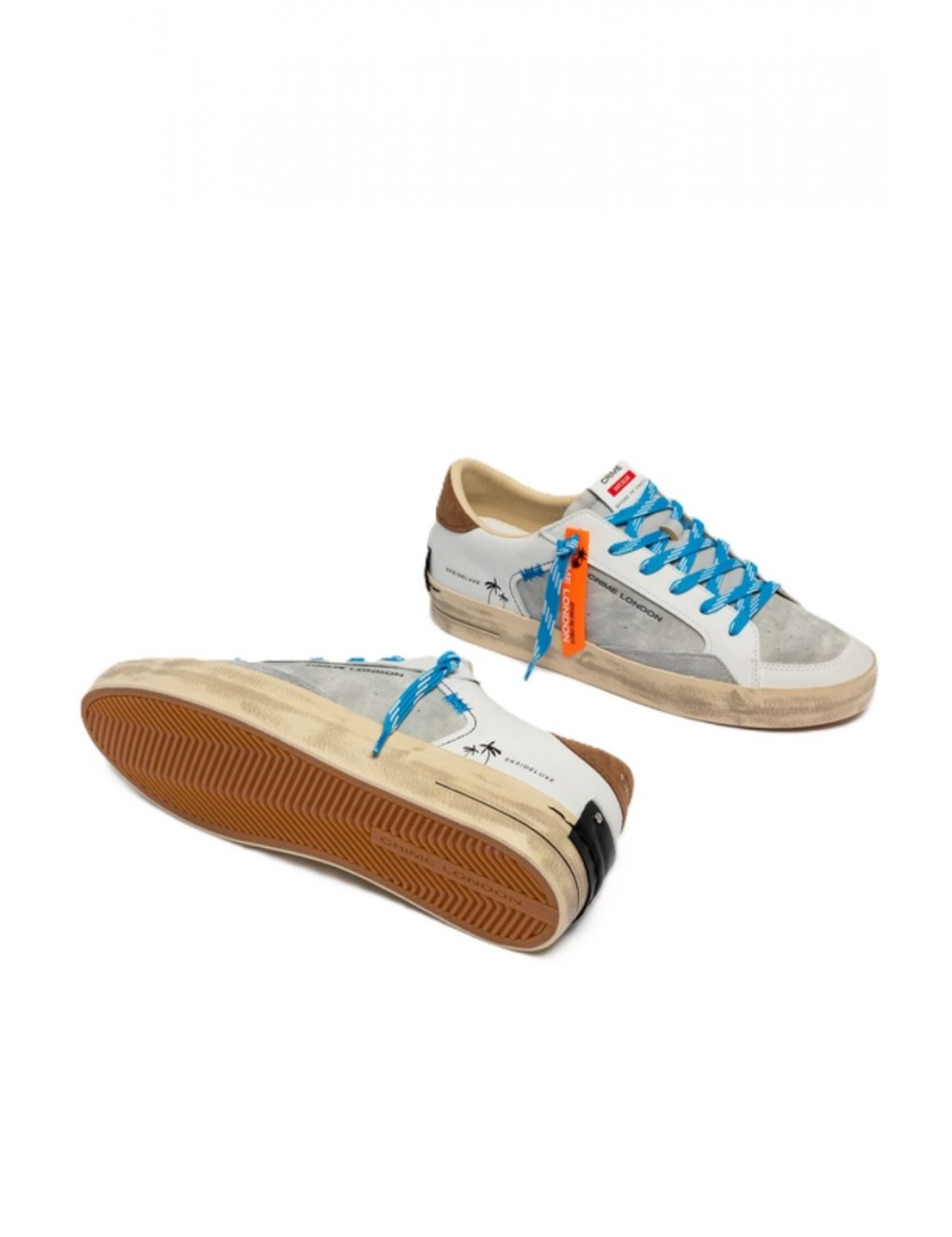 scarpe crime london UOMO BIANCHE E GRIGIE - SK8 DELUXE - 19106PP8.30 vista dettagli