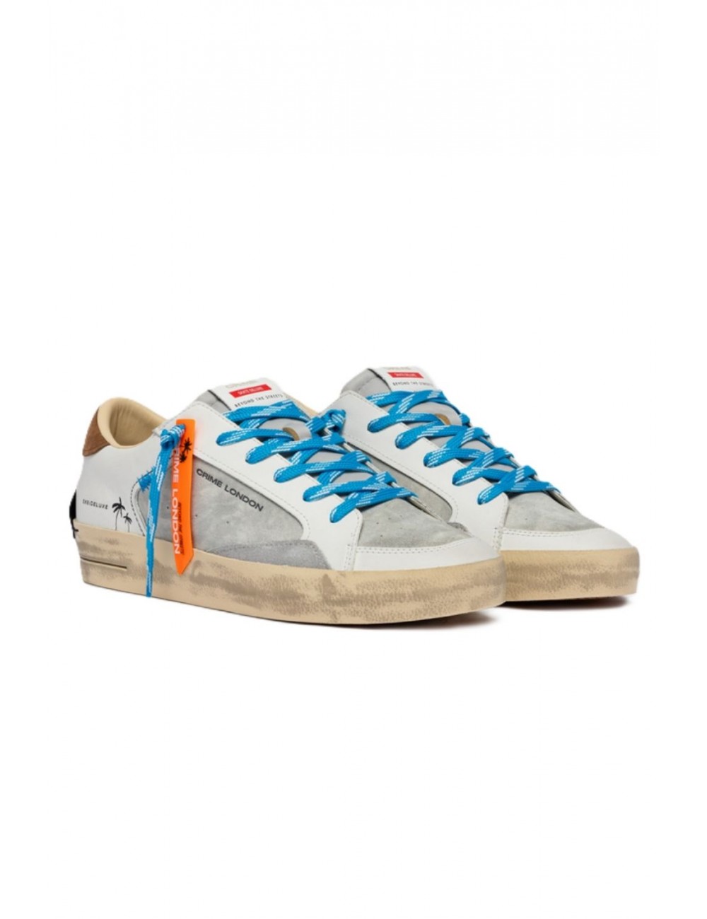 scarpe crime london UOMO BIANCHE E GRIGIE - SK8 DELUXE - 19106PP8.30 vista frontale