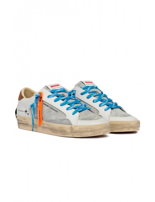 scarpe crime london UOMO BIANCHE E GRIGIE - SK8 DELUXE - 19106PP8.30 vista frontale