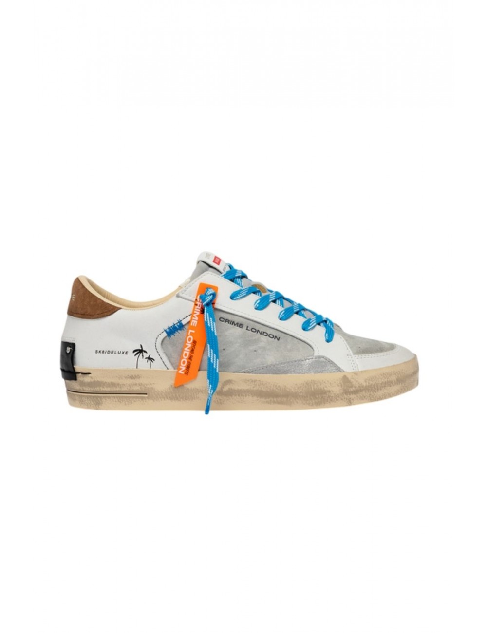 scarpe crime london UOMO BIANCHE E GRIGIE - SK8 DELUXE - 19106PP8.30 vista laterale