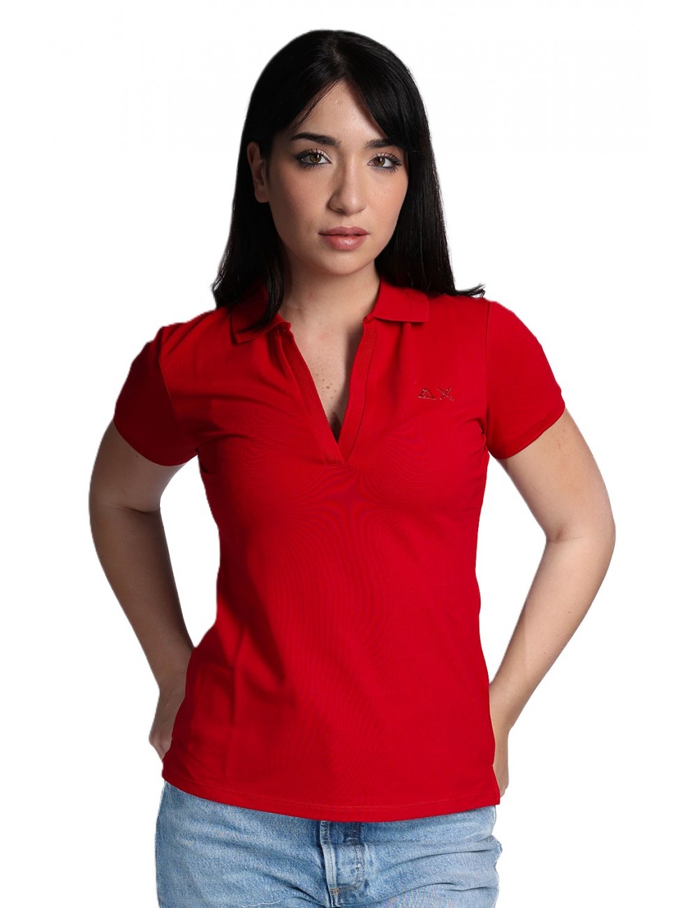polo sun68 DONNA 10 ROSSA - A36202 vista frontale
